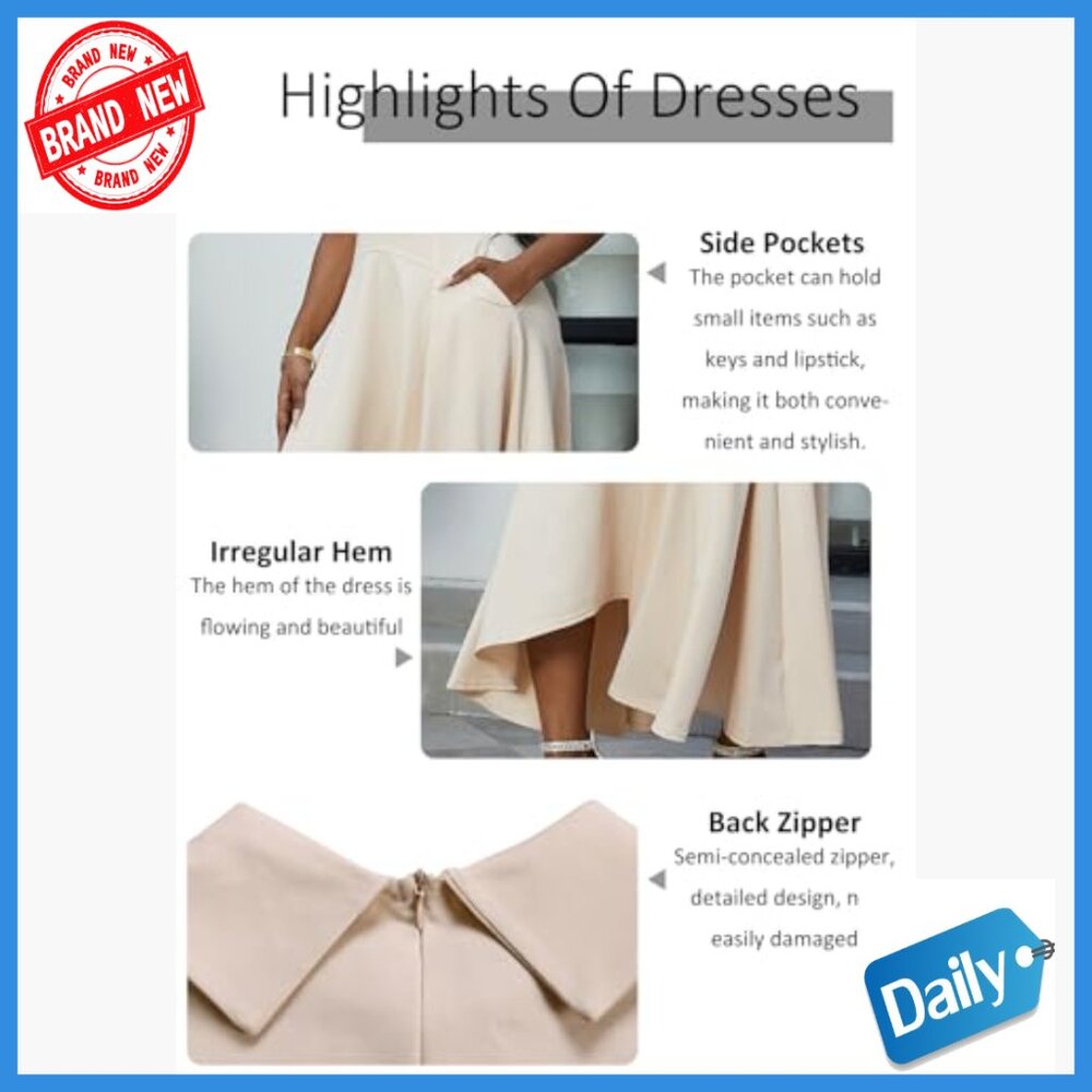 Short Sleeve A-Line Formal Party Dress with Back Zipper and Asymmetrical Hem - Picture 4 of 7